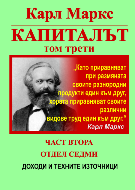 КАРЛ МАРКС, КАПИТАЛЪТ, ТОМ ТРЕТИ, ОТДЕЛ СЕДМИ - ДОХОДИ И ТЕХНИТЕ ИЗТОЧНИЦИ