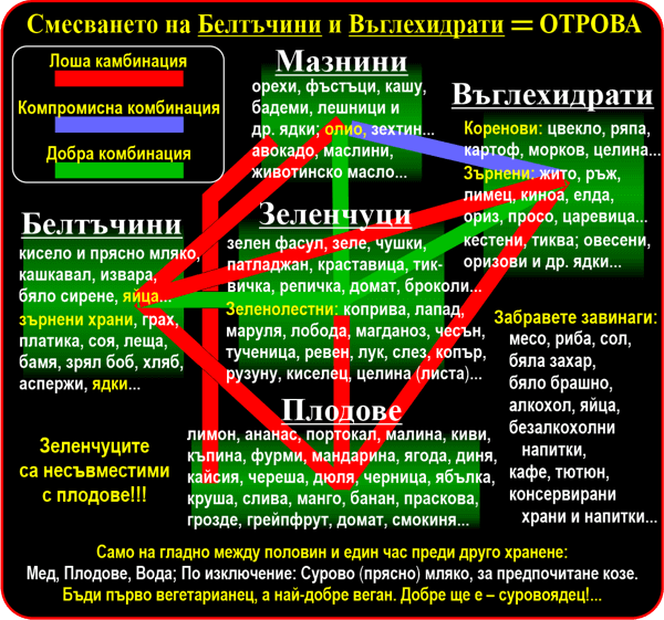 ПРАВИЛНИ ХРАНИТЕЛНИ КОМБИНАЦИИ ЗА ЗДРАВЕ